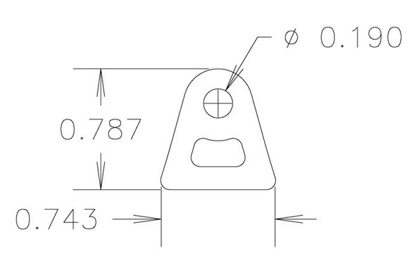 4130 1/16" THK - .190" HOLE - 7/8" HT, STRAIGHT MINI CHASSIS TAB - QTY 4